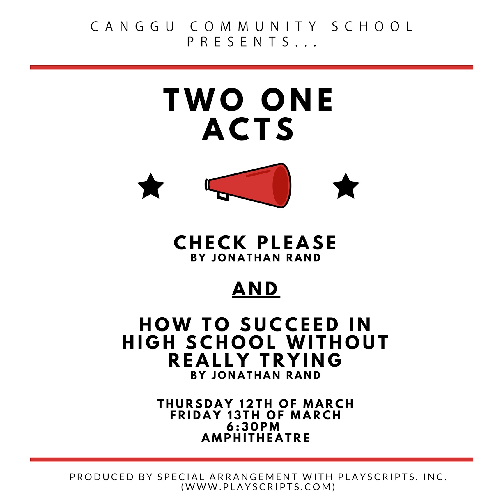 Canggu Community School Production poster for Check Please 